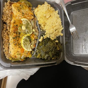Jamillahs Garden - This was baked salmon. The portions were big you order ahead within a half hour to an hour and then you just go in and pick up. - Soul Food Near Me - Philadelphia, Pennsylvania Jamillahs Garden - This was baked salmon. The portions were big you order ahead within a half hour to an hour and then you just go in and pick up. - Soul Food Near Me - Philadelphia, Pennsylvania