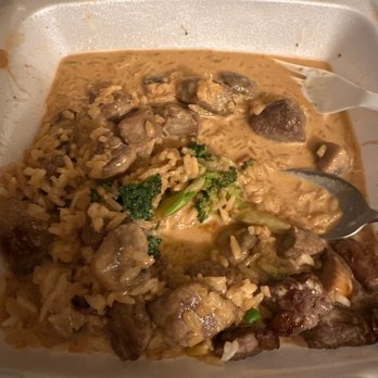 Sakura Bistro - This is the teriyaki steak. They didn't put enough rice so it really just turned into soup. Akitas is better - Asian Fusion Near Me - Forest City, North Carolina