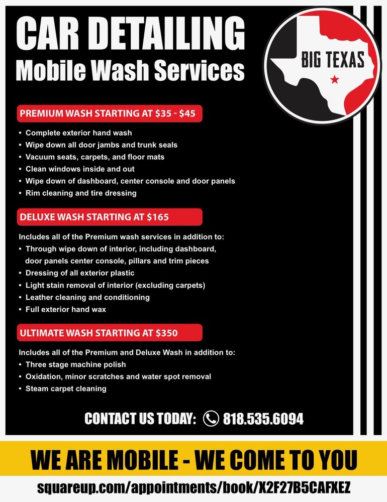 BIG TEXAS DETAILING & MOBILE WASH Updated August 2024 11024 Balboa