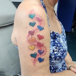 My latest , hearts on my sleeve for my 12 grandkids on their birthstone colors