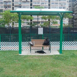 油尖旺寵物公園 - 油尖旺寵物公園草地唔算大，但係足夠小狗跑有餘，佢跑左兩下都自動投降。