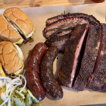 Moo's Craft Barbecue - El trio tray + 2 thicc burgers - Barbeque Near Me - Los Angeles, California Moo's Craft Barbecue - El trio tray + 2 thicc burgers - Barbeque Near Me - Los Angeles, California