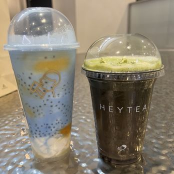 Heytea - Coconut Mango Blue, Magnolia Cloud Tea Latte - Tea Rooms Near Me - Houston, Texas