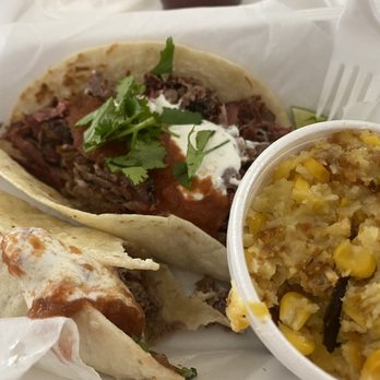 Smokin' Barrel BBQ - Brisket Taco with Corn Pudding - Barbeque Near Me - Indianapolis, Indiana Smokin' Barrel BBQ - Brisket Taco with Corn Pudding - Barbeque Near Me - Indianapolis, Indiana
