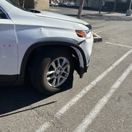 Damage from a low speed impact Damage from a low speed impact