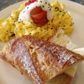 Bonjour Brioche - Love the cream sauce and caviar! Smoked salmon rosti and scrambled eggs with baguette. $13.50 - Breakfast & Brunch Near Me - Toronto, Ontario Bonjour Brioche - Love the cream sauce and caviar! Smoked salmon rosti and scrambled eggs with baguette. $13.50 - Breakfast & Brunch Near Me - Toronto, Ontario