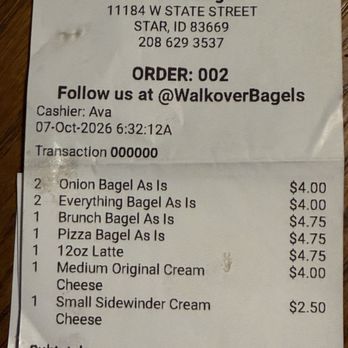 Walkover Bagels - Pricing examples - Coffee & Tea Near Me - Star, Idaho Walkover Bagels - Pricing examples - Coffee & Tea Near Me - Star, Idaho