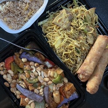 China Stix - Kung Pao Tufu with Eggplants with Fried Rice. Singapore Rice Noodle with Shrimps & various meets. Both come with side egg rolls. - Chinese Near Me - San Antonio, Texas