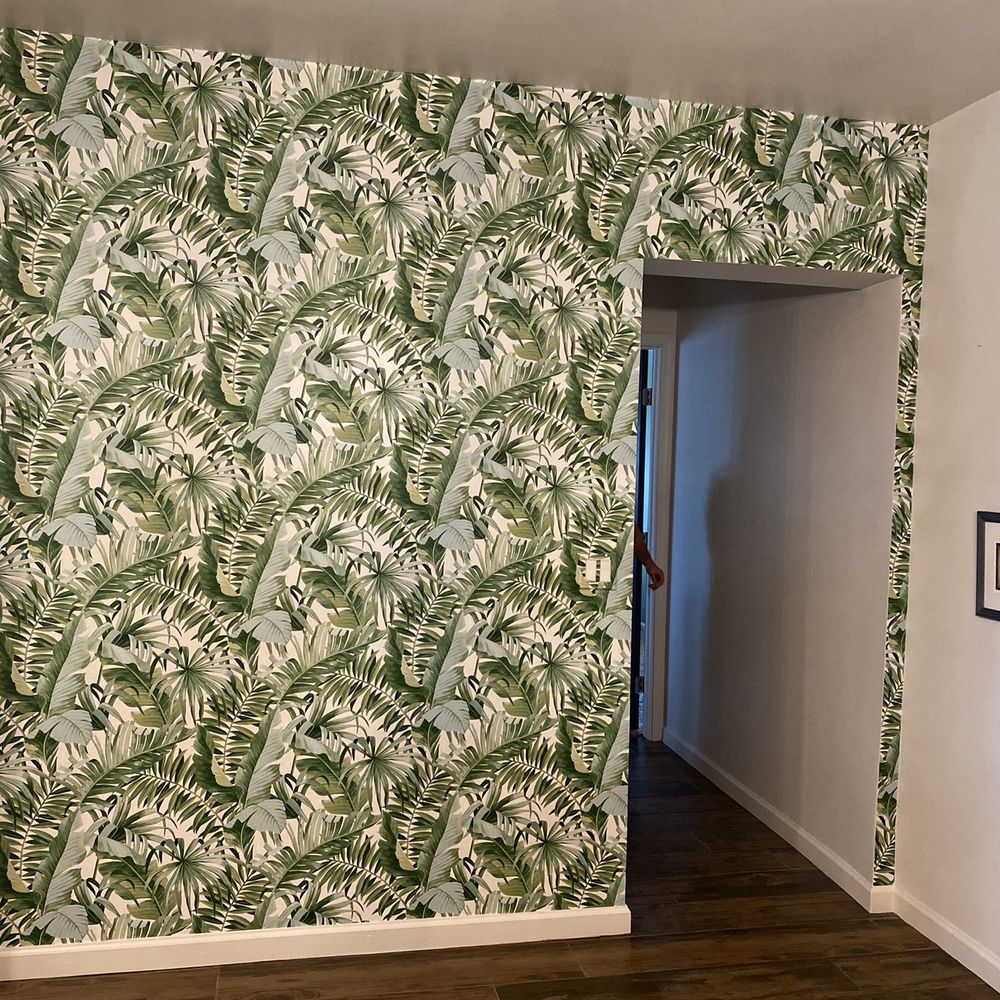 Weaver Wallcovering - Wallpaper on soon-to-be bar wall - Wallpapering Near Me Weaver Wallcovering - Wallpaper on soon-to-be bar wall - Wallpapering Near Me
