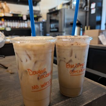 Little River Coffee - Two iced lattes from the specialty menu. - Coffee & Tea Near Me - Lisbon, Maine