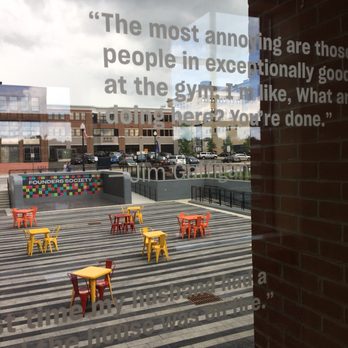 National Comedy Center - Funny quotes printed on the windows, & outdoor patio - Community Service/Non-Profit Near Me - Jamestown, New York