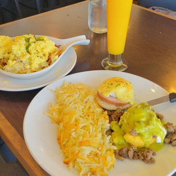 Broken Yolk Cafe - Meat Lover Skillet and Choose two benedicts (classic and border) - Breakfast & Brunch Near Me - Orange, California Broken Yolk Cafe - Meat Lover Skillet and Choose two benedicts (classic and border) - Breakfast & Brunch Near Me - Orange, California