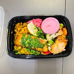 Mediterranean Salmon Rice Bowl