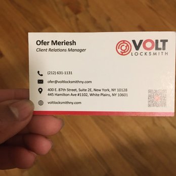 Volt Locksmith NYC - Ofer's business card. - Keys & Locksmiths Near Me - New York, New York