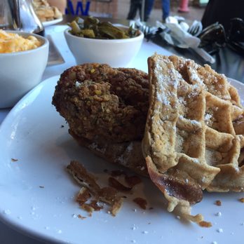 Dame's Chicken & Waffles - Sweet potato waffle, fried chicken breast, pecan butter - Southern Near Me - Durham, North Carolina