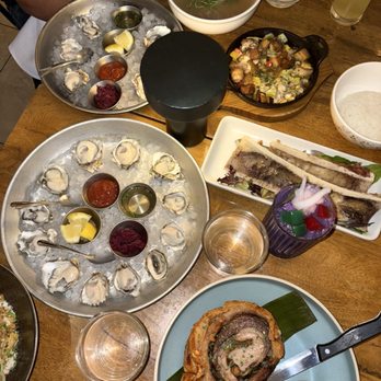 Bone Kettle - *sisig w/ rice *rendang carbonara  *oysters  *lechon w/ rice  * oxtail dumplings  *one night in Manila ( the purple cocktail drink) - Breakfast & Brunch Near Me - Pasadena, California