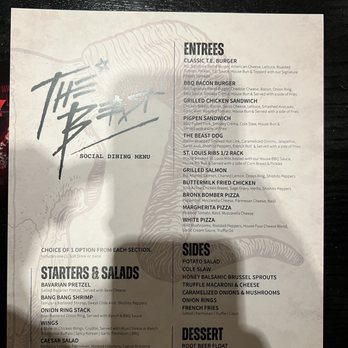 The Beast - Menu - New American Near Me - Las Vegas, Nevada