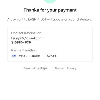 Lash Pilot - This is my receipt that I paid the deposit. - Eyelash Service Near Me - Santa Monica, California Lash Pilot - This is my receipt that I paid the deposit. - Eyelash Service Near Me - Santa Monica, California