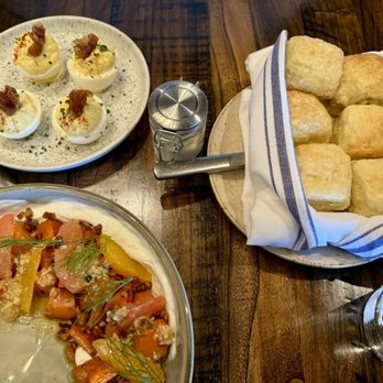 Tupelo Park City - Appetizers: deviled eggs, biscuits, and carrots - New American Near Me - Park City, Utah