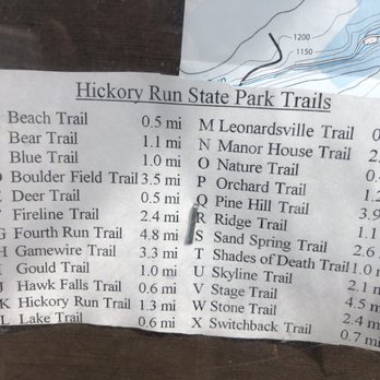 Hickory Run State Park - Letter key for trails - Parks Near Me - White Haven, Pennsylvania Hickory Run State Park - Letter key for trails - Parks Near Me - White Haven, Pennsylvania