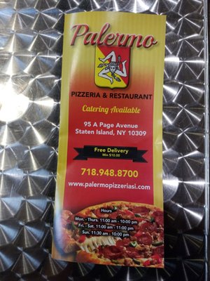 Menu photo 1 Palermo Pizzeria and Restaurant Staten Island, NY
