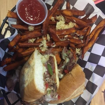 Bundox Bocce - Cheesesteak and sweet potato fries. - Bocce Ball Near Me - Reno, Nevada Bundox Bocce - Cheesesteak and sweet potato fries. - Bocce Ball Near Me - Reno, Nevada