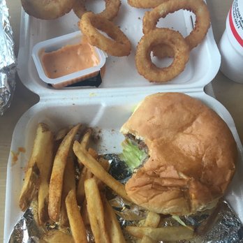 Cook Out - Big Double with Cajun Fries and Beef Quesadilla. Got a order of onion rings on the side. Cookout Sauce! - Hot Dogs Near Me - Winder, Georgia
