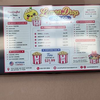 Lemon Drop Pop Co - Menu - Popcorn Shops Near Me - San Antonio, Texas Lemon Drop Pop Co - Menu - Popcorn Shops Near Me - San Antonio, Texas