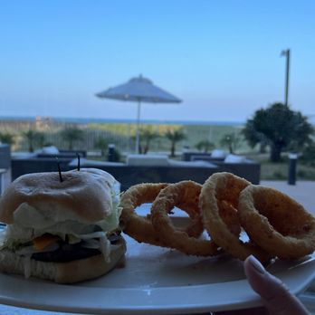 Las Olas - Special Cheeseburger with onion rings - Mexican Near Me - South Padre Island, Texas Las Olas - Special Cheeseburger with onion rings - Mexican Near Me - South Padre Island, Texas