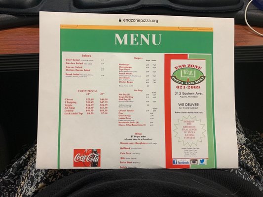 Menu photo 4 End Zone Pizza And Deli Augusta, ME Menu photo 4 End Zone Pizza And Deli Augusta, ME