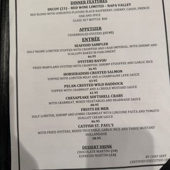 The Warehouse - Dinner menu - Seafood Near Me - Alexandria, Virginia The Warehouse - Dinner menu - Seafood Near Me - Alexandria, Virginia