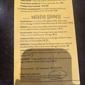 Bienmesabe - And here is the auto gratuity information on the menu - Venezuelan Near Me - Chicago, Illinois