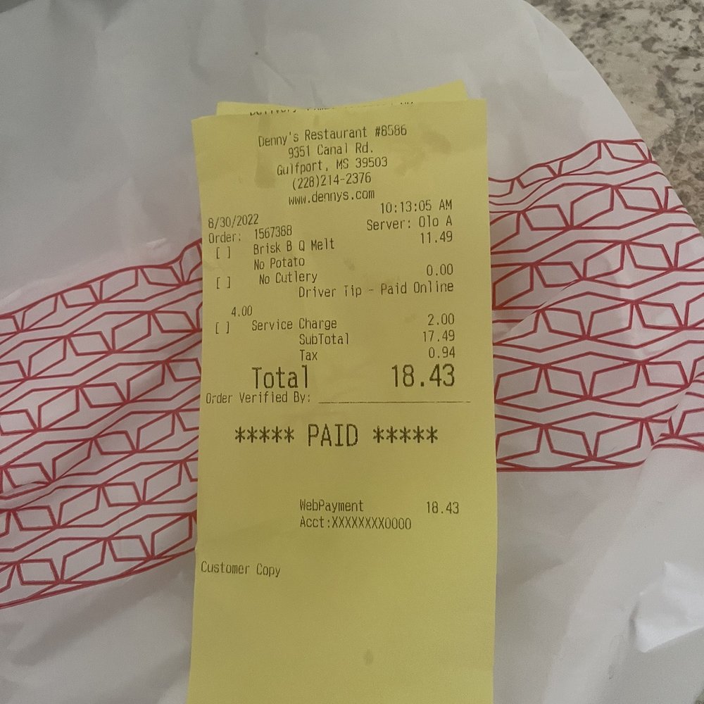Receipt showing my $12.00 sandwich Receipt showing my $12.00 sandwich