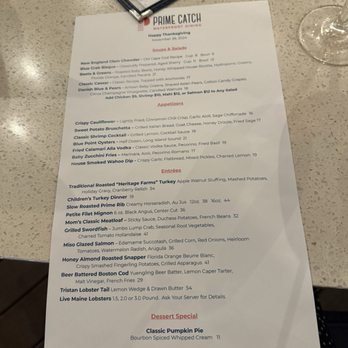 Prime Catch - The Thanksgiving 2024 menu - Seafood Near Me - Boynton Beach, Florida