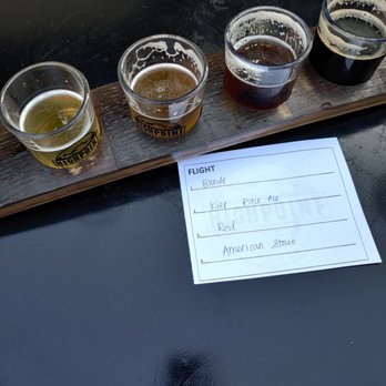 HIGHPOINT Brewing Company - Flight with blonde, pale ale, red ale, and stout - Brewpubs Near Me - San Dimas, California