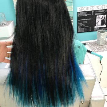 Spoiled Hair Extensions - Install Complete: (Black) hair color by Alli. Ombre (blue) Extensions colored by Ellia. Install by Stedy. - Hair Extensions Near Me - Palm Beach Gardens, Florida Spoiled Hair Extensions - Install Complete: (Black) hair color by Alli. Ombre (blue) Extensions colored by Ellia. Install by Stedy. - Hair Extensions Near Me - Palm Beach Gardens, Florida