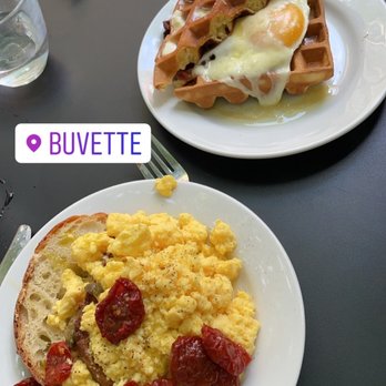 Buvette - Waffle sandwich Eggs with tomatoes - French Near Me - New York, New York