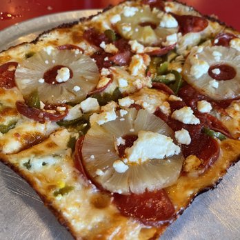 Via 313 Pizza - The 500 with goat cheese added - Pizza Near Me - Austin, Texas Via 313 Pizza - The 500 with goat cheese added - Pizza Near Me - Austin, Texas