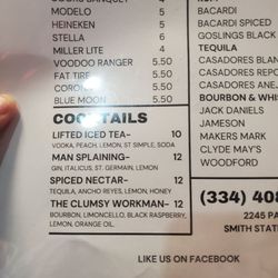 Toasted Smiths Station - Drink menu