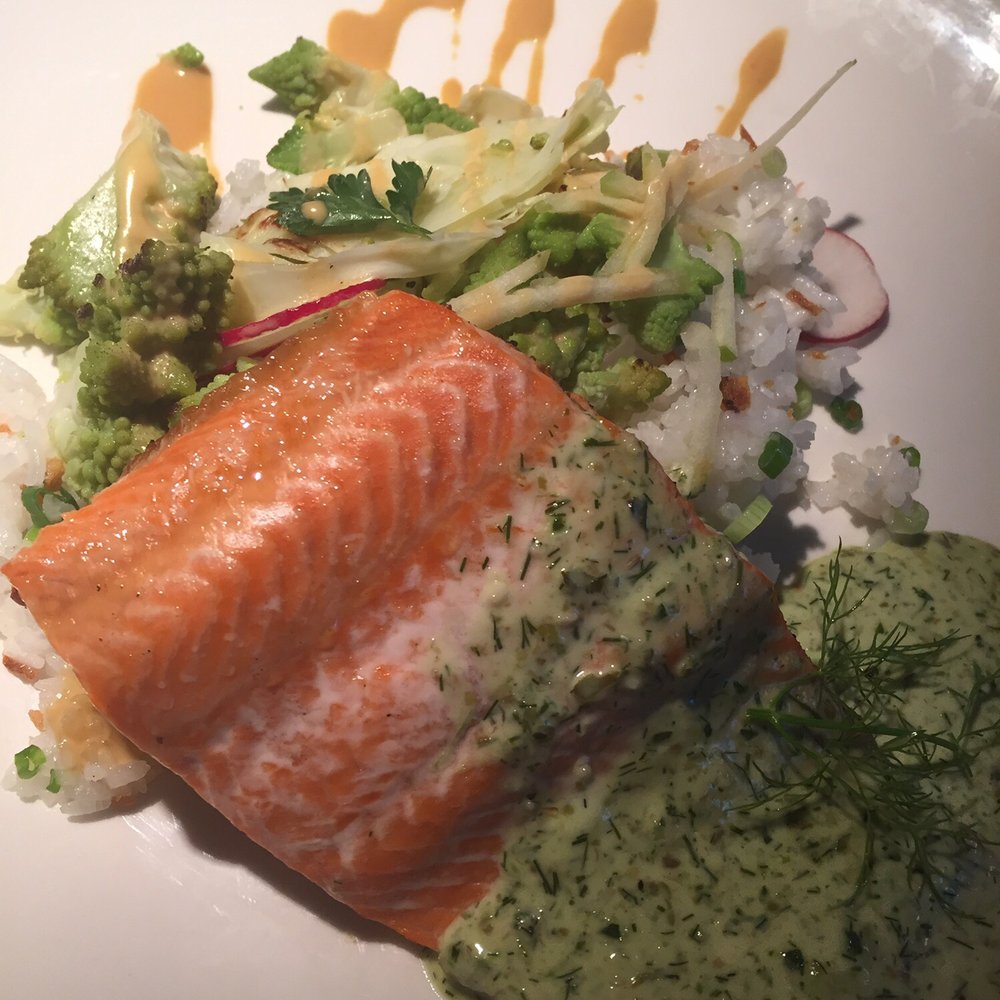 Earls Kitchen + Bar - This is the Steelhead Salmon with Romanesca and Jasmine rice. Great disband right sized. - Canadian (New) Near Me - Vancouver, British Columbia Earls Kitchen + Bar - This is the Steelhead Salmon with Romanesca and Jasmine rice. Great disband right sized. - Canadian (New) Near Me - Vancouver, British Columbia