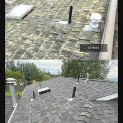 Holland Roofing - My roof before and after and the old and new skylight