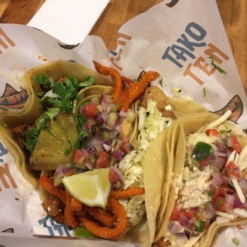Tako Ten - AL pastor, vegan sweet potato, battered fish, garlic shrimp - Tacos Near Me - Albuquerque, New Mexico Tako Ten - AL pastor, vegan sweet potato, battered fish, garlic shrimp - Tacos Near Me - Albuquerque, New Mexico
