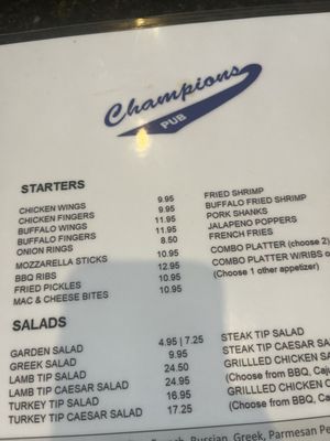Menu photo 7 Champions Pub Peabody, MA
