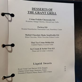 The Grant Grill - Dessert menu - Diners Near Me - San Diego, California The Grant Grill - Dessert menu - Diners Near Me - San Diego, California