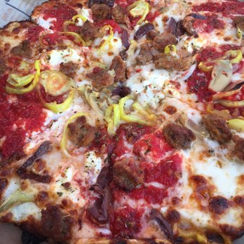 Blaze Pizza - Art Lovers Gluten Free Pizza Crust add peppers and sausage. Excellent! - Salad Near Me - Lansing, Michigan Blaze Pizza - Art Lovers Gluten Free Pizza Crust add peppers and sausage. Excellent! - Salad Near Me - Lansing, Michigan