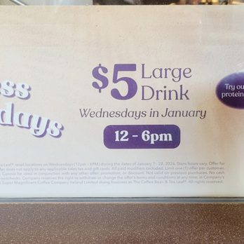 The Coffee Bean & Tea Leaf - Happy Hours for Wellness Wednesday! - Coffee & Tea Near Me - Brea, California
