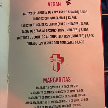 Gracias Padre - Vegan and Margaritas Menu - Mexican Near Me - Madrid, M