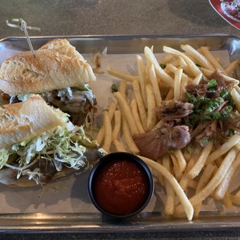 Common Theory - Bulgogi Philly Cheesesteak Sandwich and Fries with added Duck Fat - Gastropubs Near Me - San Diego, California Common Theory - Bulgogi Philly Cheesesteak Sandwich and Fries with added Duck Fat - Gastropubs Near Me - San Diego, California