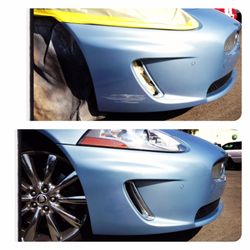Mountain West Reconditioning - Repair and paint blend on "curb rash" damage on a Jaguar XKR.