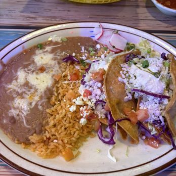 Guadalajara Mexican Grill - Two tacos, rice and beans - Mexican Near Me - Temecula, California
